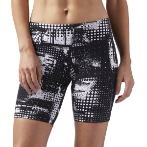 Reebok LES MILLS - All Over Print Kurze Hose Damen - Schwarz/Weiß - DE 785-SEQ